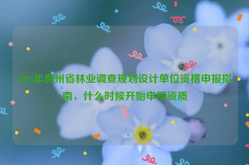 2022年貴州省林業調查規劃設計單位資格申報指南，什么時候開始申報資質