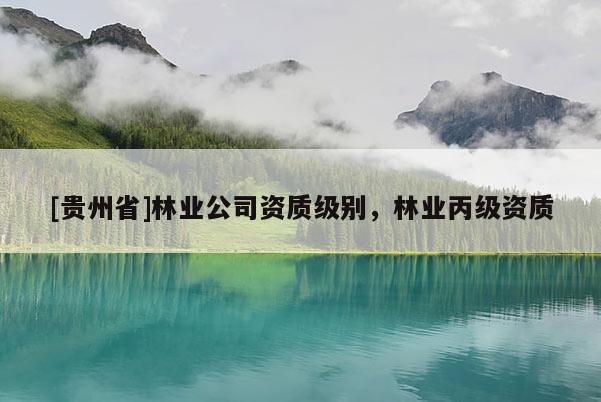 [貴州省]林業公司資質級別，林業丙級資質