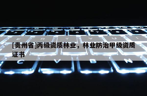 [貴州省]丙級資質(zhì)林業(yè)，林業(yè)防治甲級資質(zhì)證書